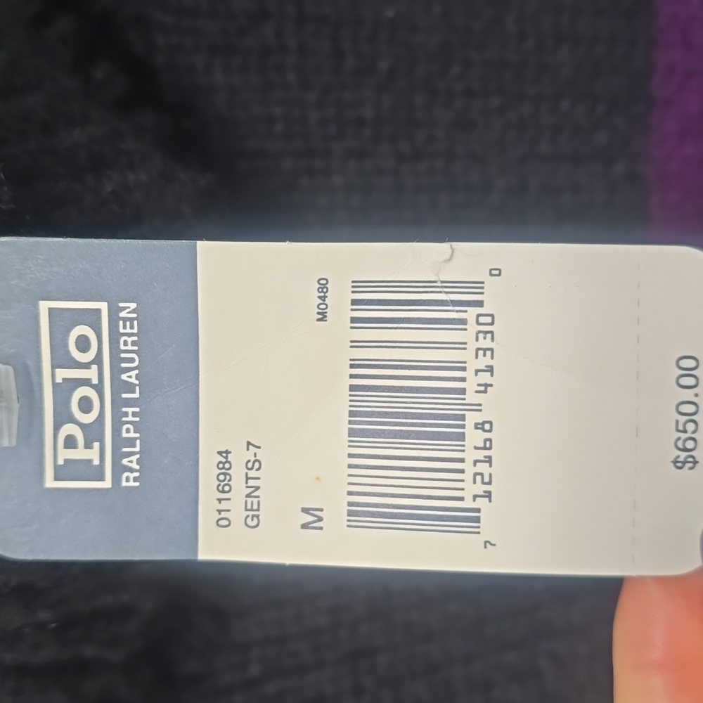Polo Ralph Lauren Men’s Cashmere Color Block Turtleneck Sweater Black Purple M - Picture 4 of 6
